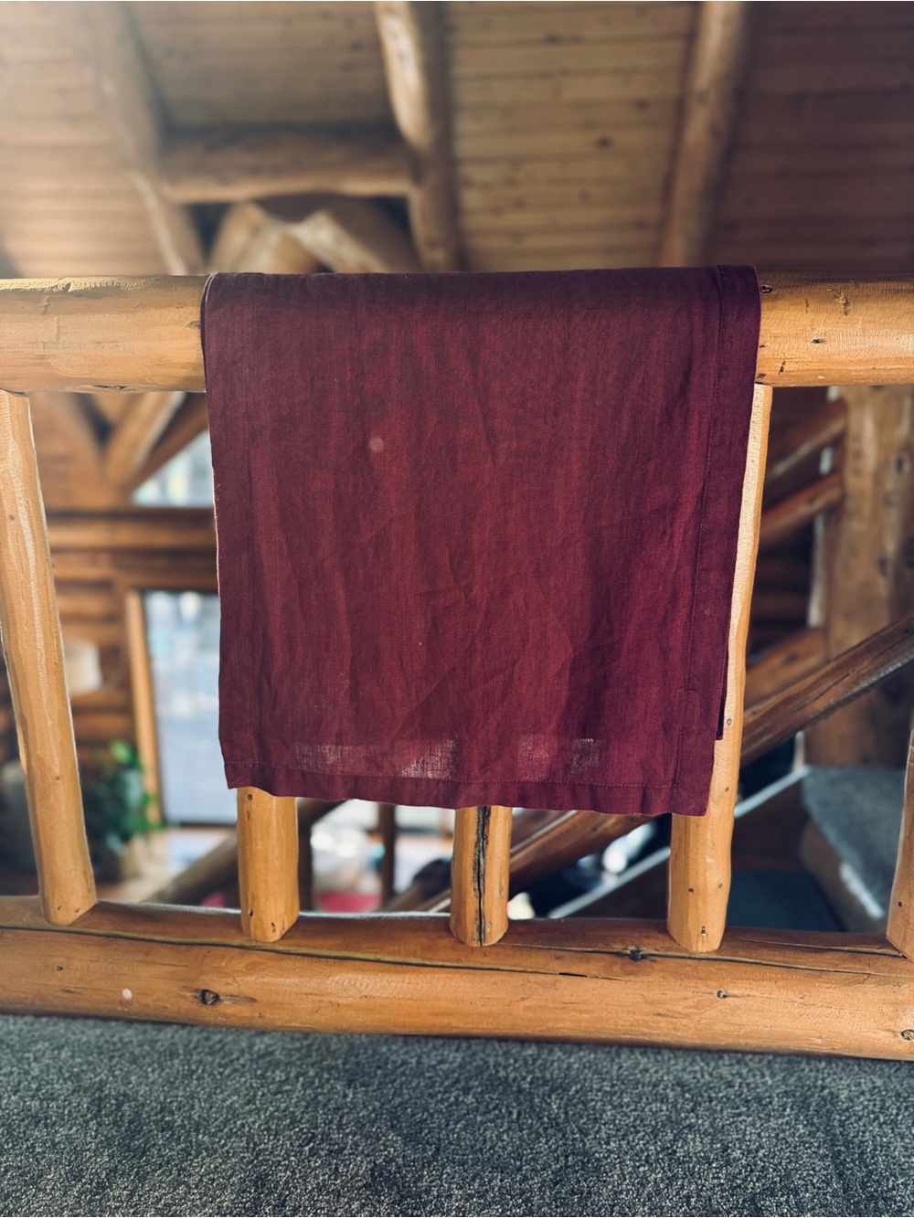 Williams Sonoma Burgundy Linen Table Runner Solid Red Wine Rustic